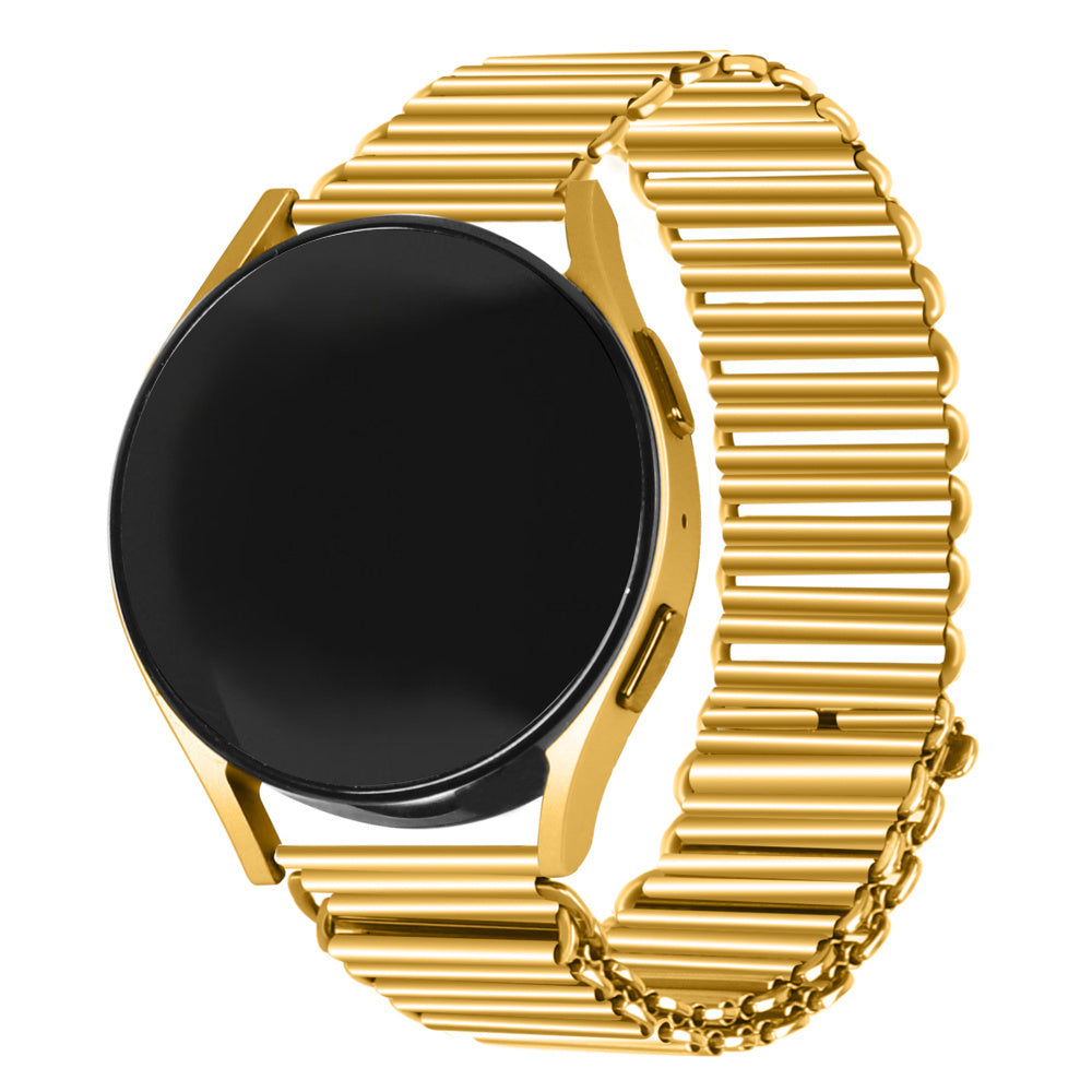 Steel Loop Strap, gold, on a watch, 3/4 front view