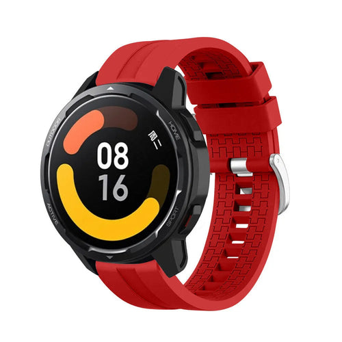 Silicone Strap 'Extreme', red, on a watch, 3/4 front view