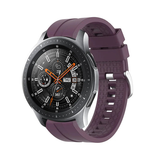 Silicone Strap 'Extreme', purple, on a watch, 3/4 front view