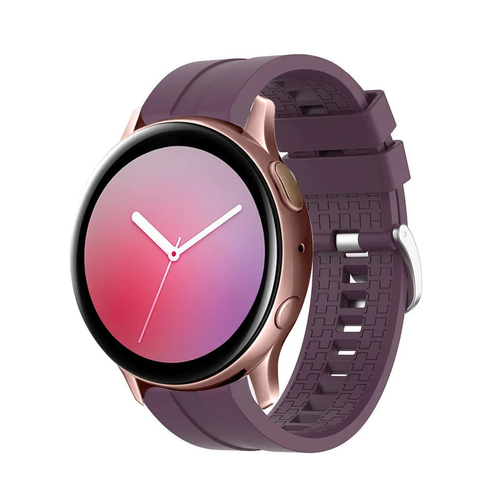 Silicone Strap 'Extreme', purple, on a watch, 3/4 front view