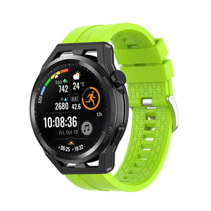 Silicone Strap 'Extreme', lime, on a watch, 3/4 front view
