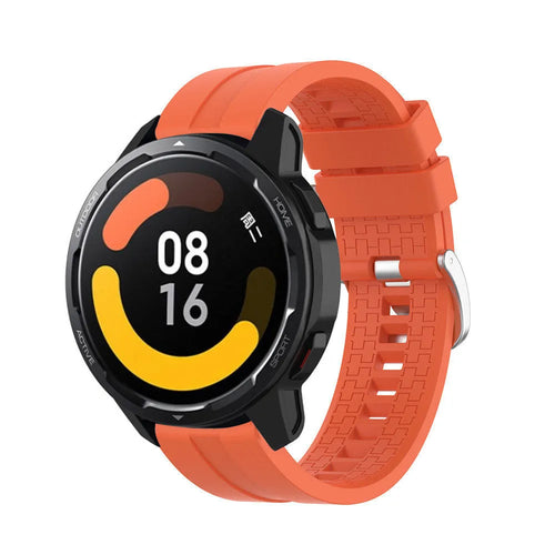 Silicone Strap 'Extreme', orange, on a watch, 3/4 front view