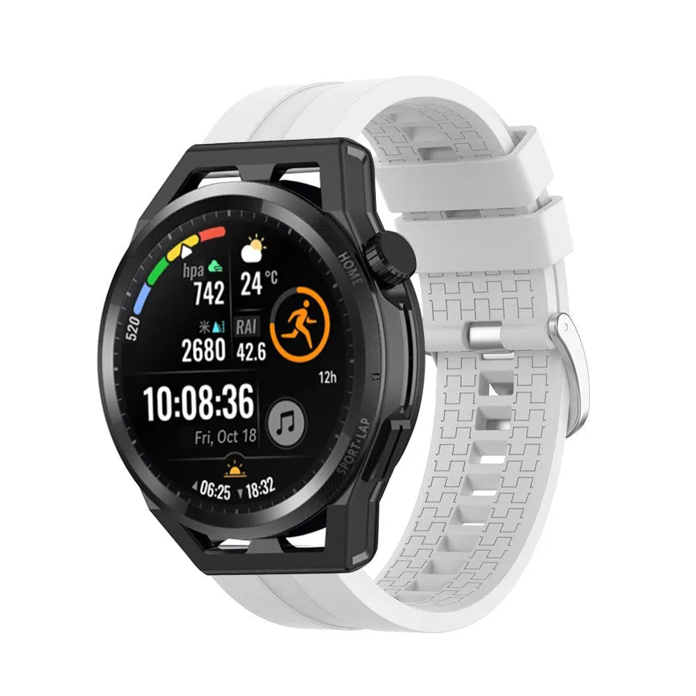 Silicone Strap 'Extreme', white, on a watch, 3/4 front view
