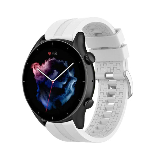 Silicone Strap 'Extreme', white, on a watch, 3/4 front view