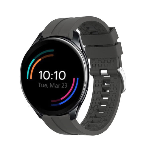 Silicone Strap 'Extreme', dark grey, on a watch, 3/4 front view