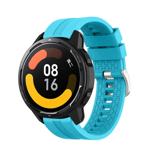 Silicone Strap 'Extreme', light blue, on a watch, 3/4 front view