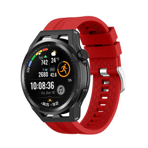 Silicone Strap 'Extreme', red, on a watch, 3/4 front view