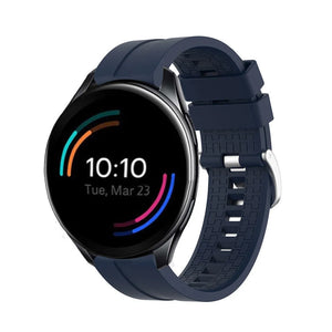 Silicone Strap 'Extreme', dark blue, on a watch, 3/4 front view