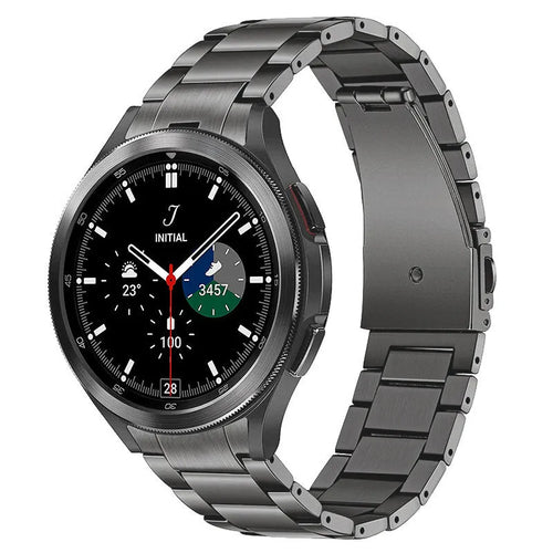 Titanium Strap, graphite, on a watch, 3/4 front view