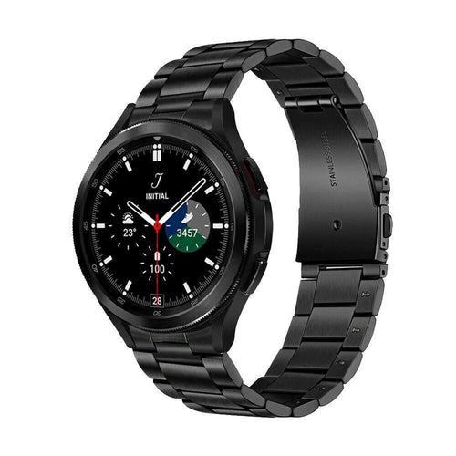 Titanium Strap, black, on a watch, 3/4 front view