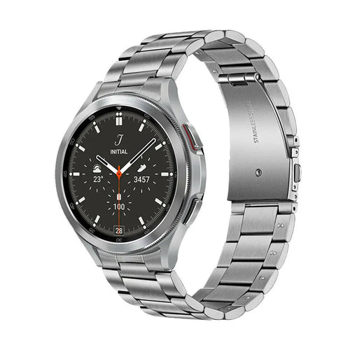 Titanium Strap, silver, on a watch, 3/4 front view