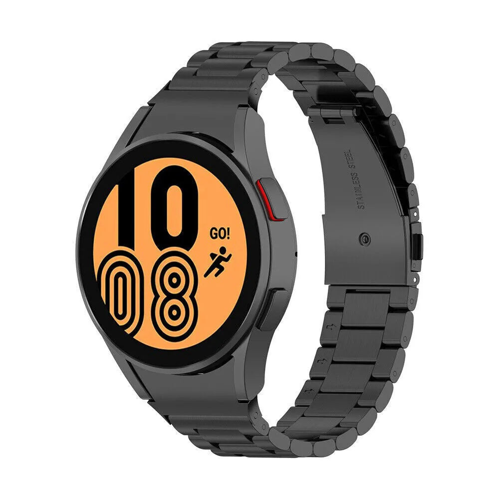 Titanium Strap, black, on a watch, 3/4 front view
