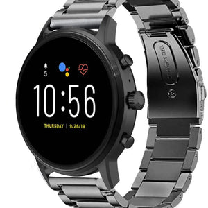 Titanium Strap, graphite, on a watch, 3/4 front view