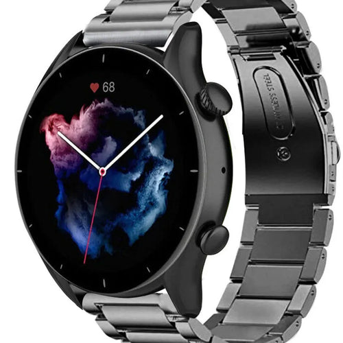 Titanium Strap, graphite, on a watch, 3/4 front view