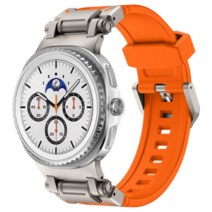 Samsung Galaxy Watch 8 Classic 'Explorer' Silicone Strap (Orange with Titanium)