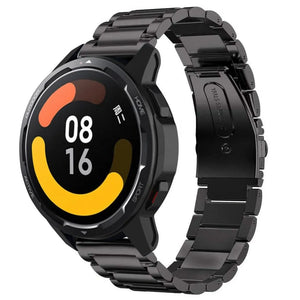 Titanium Strap, black, on a watch, 3/4 front view