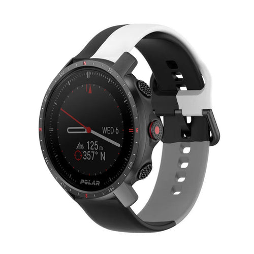 Silicone Triple Sport Strap, on a watch, 3/4 front view
