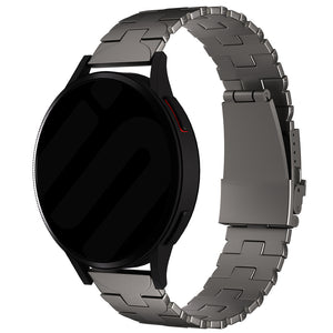 Butterfly Titanium Strap, graphite, on a watch, 3/4 front view