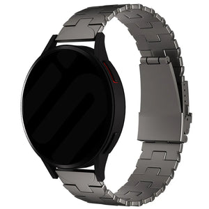 Butterfly Titanium Strap, graphite, on a watch, 3/4 front view