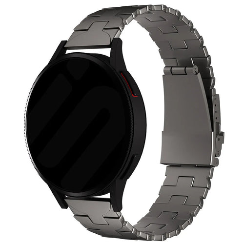 Butterfly Titanium Strap, graphite, on a watch, 3/4 front view