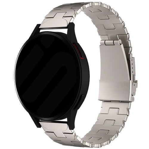 Butterfly Titanium Strap, on a watch, 3/4 front view