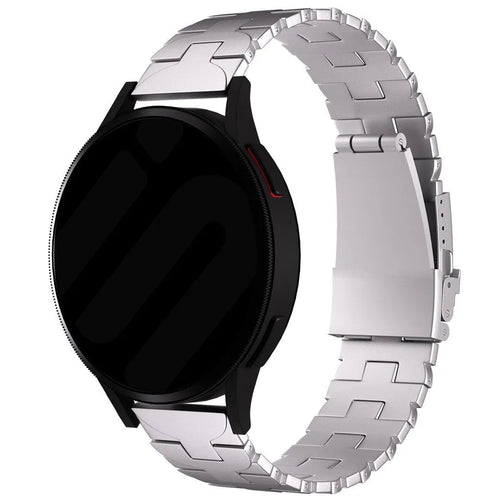 Butterfly Titanium Strap, silver, on a watch, 3/4 front view