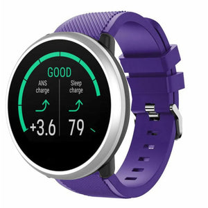 Twill Silicone Strap, purple, on a watch, 3/4 front view
