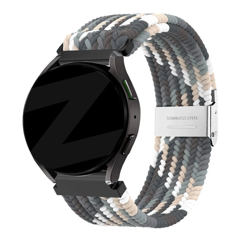 Woven Nylon Strap, slate, on a watch, 3/4 front view