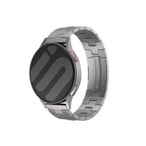 Titanium Grain Strap (Flat Clasp), silver, on a watch, 3/4 front view