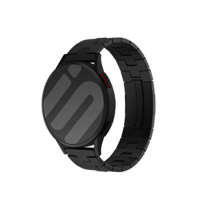 Titanium Grain Strap (Flat Clasp), black, on a watch, 3/4 front view