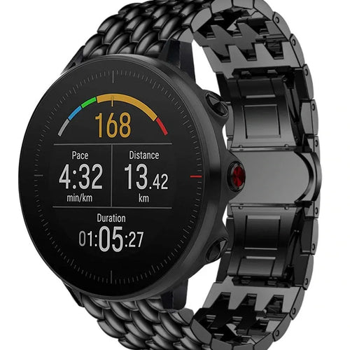 Steel Dragon Strap, black, on a watch, 3/4 front view