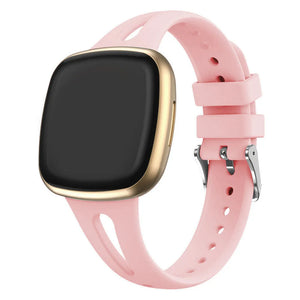 Silicone Strap 'Deluxe', pink, on a watch, 3/4 front view