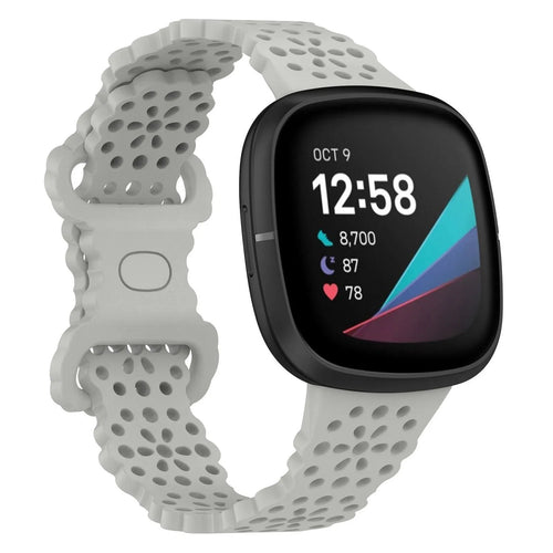 Patterned Silicone Strap, grey, on a watch, 3/4 front view