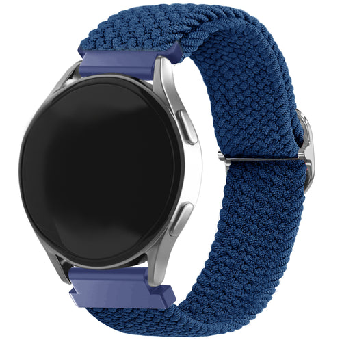 Nylon Adjustable Braided Strap, blue, on a watch, 3/4 front view