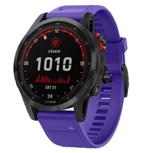 Silicone Strap, purple, on a watch, 3/4 front view