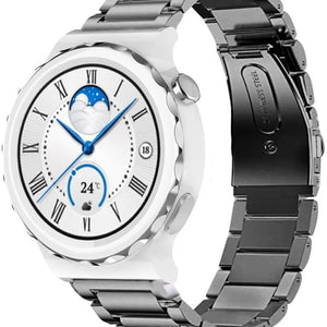 Titanium Strap, graphite, on a watch, 3/4 front view