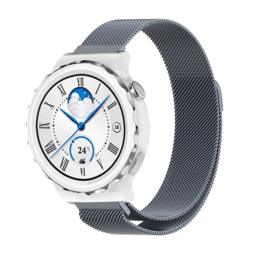 Milanese Strap, space grey, on a watch, 3/4 front view