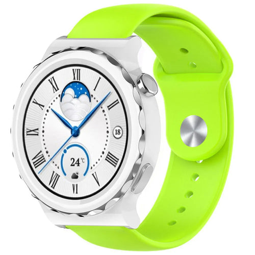 Silicone Sport Strap, light green, on a watch, 3/4 front view
