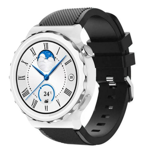 Twill Silicone Strap, black, on a watch, 3/4 front view