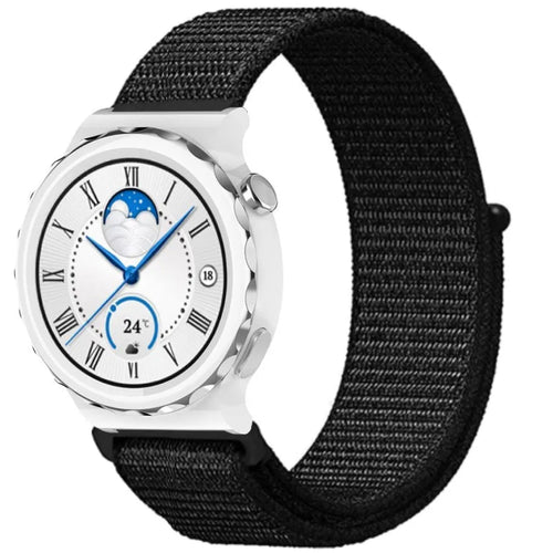 Nylon Strap, black, on a watch, 3/4 front view