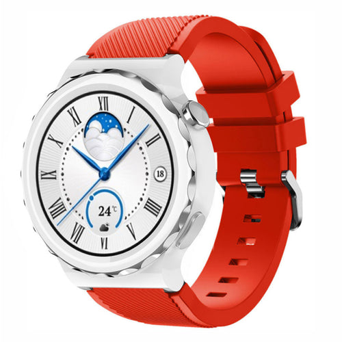 Twill Silicone Strap, red, on a watch, 3/4 front view