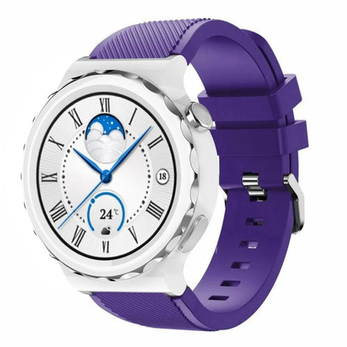 Twill Silicone Strap, purple, on a watch, 3/4 front view