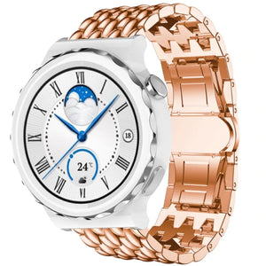 Steel Dragon Strap, rose gold, on a watch, 3/4 front view
