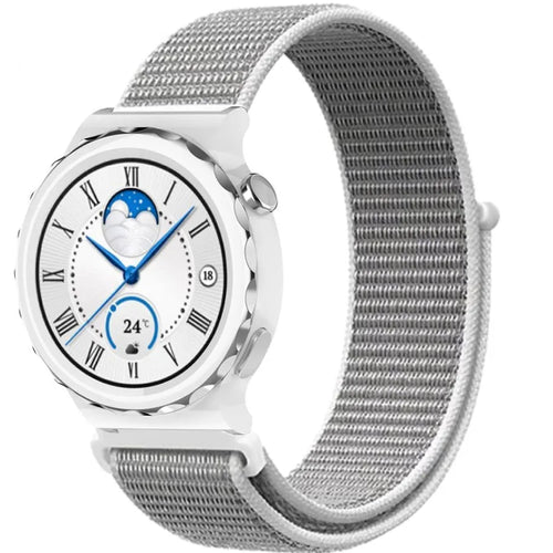 Nylon Strap, grey, on a watch, 3/4 front view