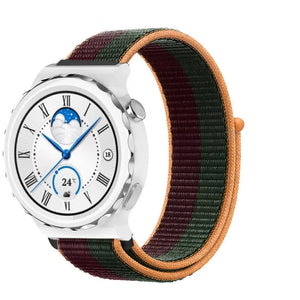Nylon Strap, dark cherry, on a watch, 3/4 front view