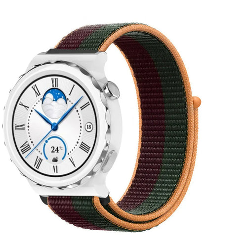Nylon Strap, dark cherry, on a watch, 3/4 front view