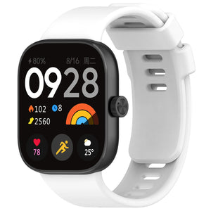 Silicone Strap, white, on a watch, 3/4 front view