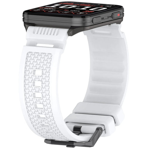 Silicone Strap, white, on a watch, 3/4 front view