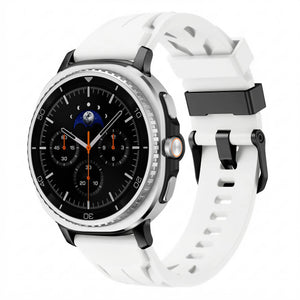 Race Silicone Strap, white, on a watch, 3/4 front view