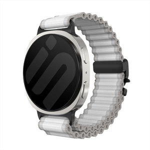 Samsung Galaxy Watch 9 - 44mm Outdoor Nylon Strap with P-Buckle (White with Black)